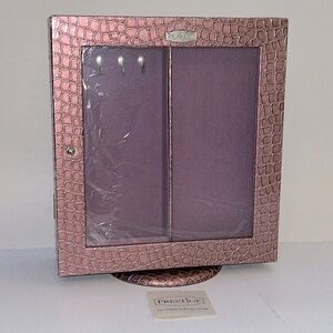 Prestige revolving double-compartment jewelry case, pink Croco